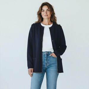 Talbots Women’s plus size 1X Navy heavy blazer/cardigan Excellent used condition